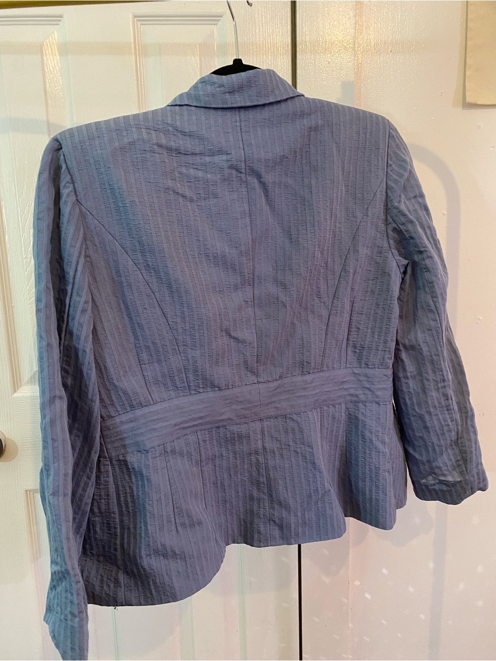 Adrianna Papell Pastel Blue Textured Open-Front Blazer And Pant Set - Picture 2 of 5